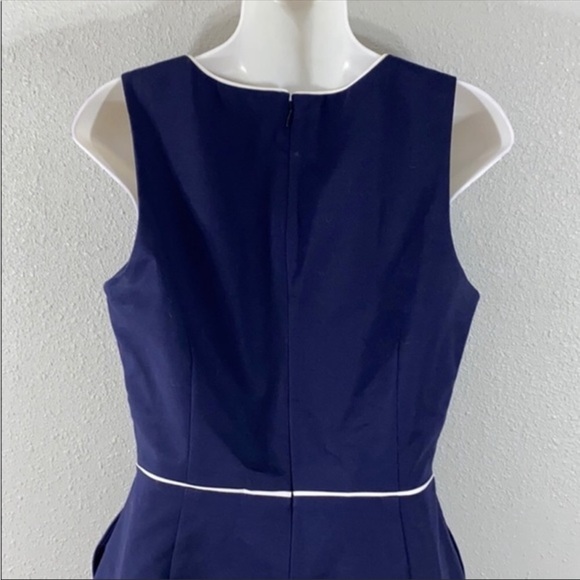 Banana Republic Navy Sleeveless Sheath, Fully lined cotton Dress, Size 06 - Picture 7 of 12